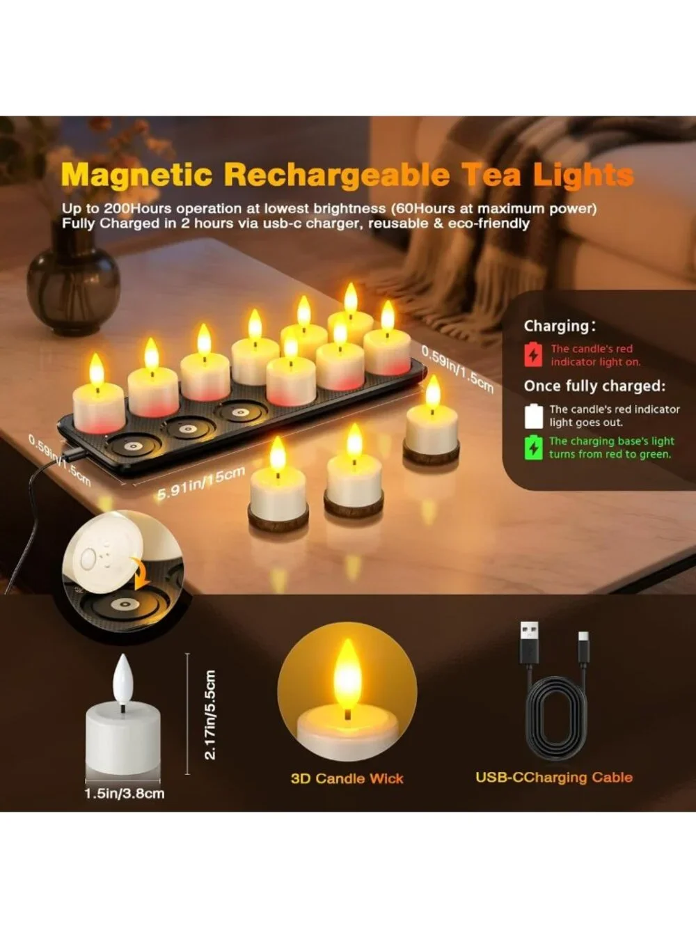 Rechargeable Waterproof Tea Light Candles with Remote & Timer - Perfect for